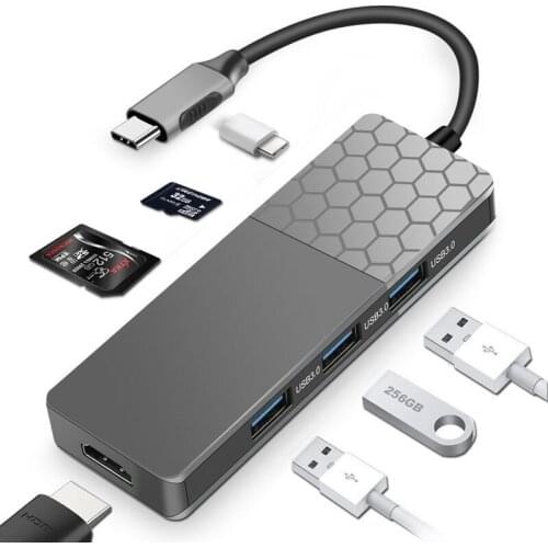 Type C HUB USB C To HDMI-compatible SD Reader 4k Charger USB 3.0 for MacBook Pro Dock Station Splitter HDMI 4K Low Temperature