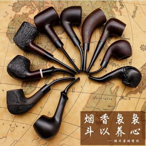High end ebony Tobacco Smoking pipe red sandalwood pipe handmade solid wood pipe Cigarette holder filter mens cigar pipe gift