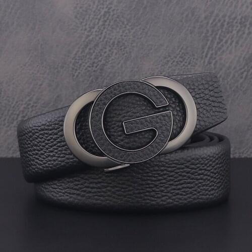 High Quality balck G letter Automatic Buckle belts men luxury brand designer genuine leather fashion belt Casual Waist Strap