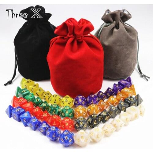 High Quality 56pcs/bag Marble Effect Gold,white,black Digital Polyhedral Dice Set for Dnd Board Game with A Portable Bag