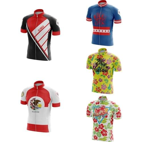 Fun Flower Print Cycling Jersey Men Bike SportsWear for US Casual Short Shirt Stylish Striped Ciclismo Clothing