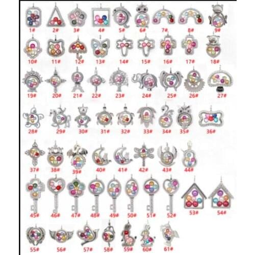 Pearl locket fit for 6-8mm/3-4mm pearls mixed 10 lockets 100 styles sliver color and rainbolow colorN129