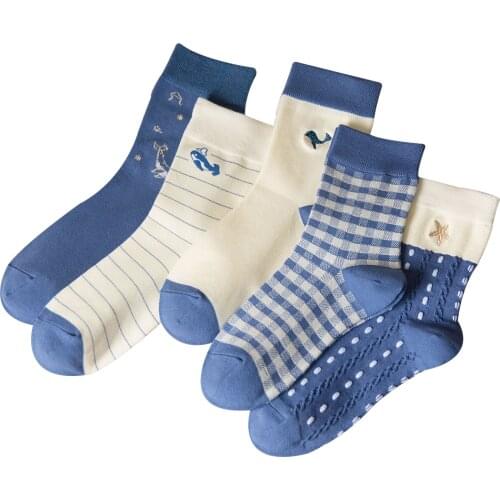 Socks womens Kawaii Cute Animal print whale Starfish Socks with print Harajuku spring and autumn All cotton socks women