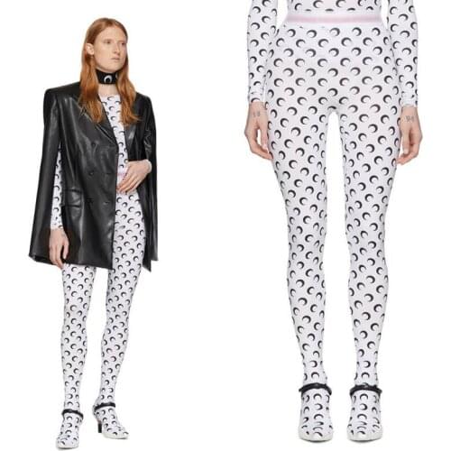 2021 Autumn New Fashion Women Moon Floral Print Skinny Pantyhose Legging Elastic Slim Casual High Street Tights Pants