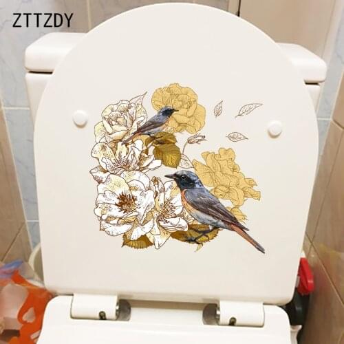 ZTTZDY 22.9×21.5CM Lovely Gorgeous Flower Branches Bedroom Decor Wall Decals Classic Art Toilet Stickers T2-1514