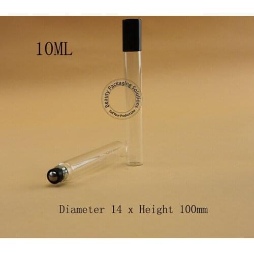 100pcs/ Lot Wholesale 10ml Glass Perfume Bottle Empty 1/3OZ Essential Oil Refillable Women Cosmetic Container Roll On Pot