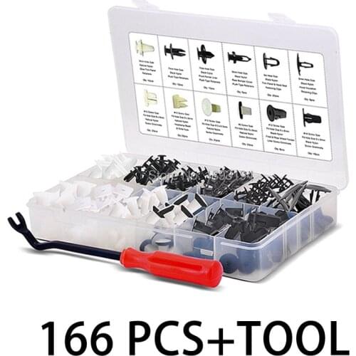 166 Pcs Car Trim Clips with Fastener Remover Set Panel Body Interior Assortment Set Universal for Honda For Acura