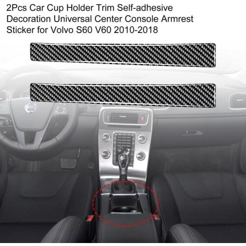 2Pcs Car Cup Holder Trim Center Console Armrest Sticker Decal for Volvo S60 V60 2010 2011 2012 2013 2014 2015 2016 2017 2018