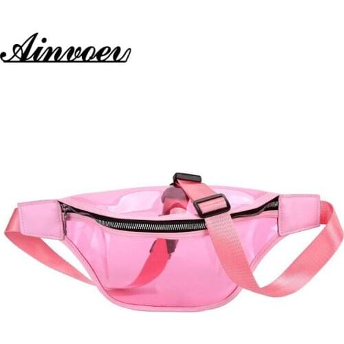 Ainvoev Female Ladie Girls Waist Banana Bags Waistband Woman New Fashion Women Bag for The Belt High Quality Transparent PVC