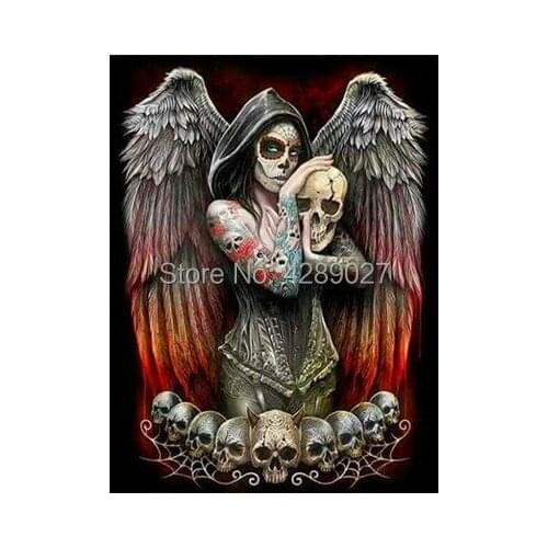 5D DIY Full Square & Round Drilll Diamond Painting Kits Cross Stitch Skull Demon,Mosaic Diamond Embroidery Rhinestone Wall Art
