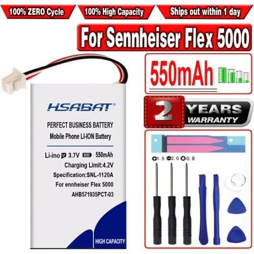 HSABAT 550mAh BAP 800, AHB571935PCT-03 Battery for Sennheiser Flex 5000 Set 880 RS 5000 Acumulator 3-Wire Plug