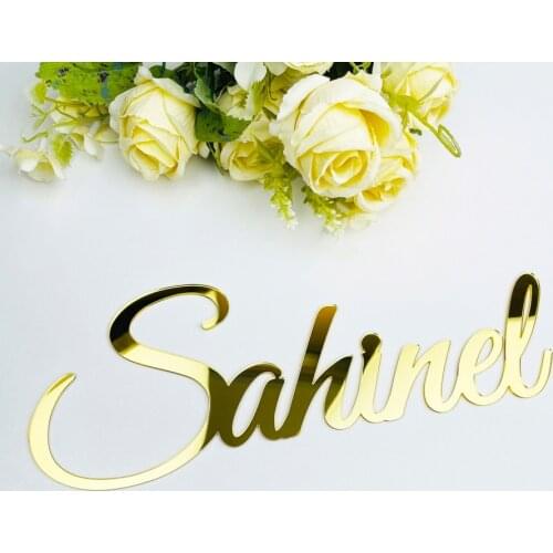 Custom Acrylic Mirror Gold Baby Name Sign Personalized Wood Wedding Birthday Party Baptism Shop Sign Nursery Wall Decoration