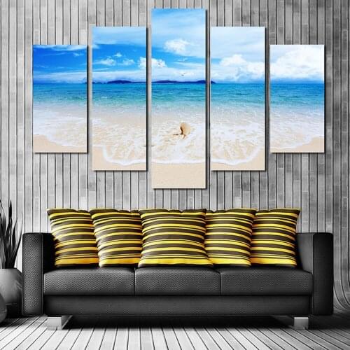 Canvas Painting 5 Piece Nature Canvas Prints Beach Wall Art Canvas Prints Poster Landscape Modern Wall Pictures For Living Room