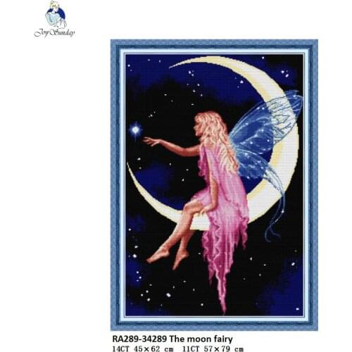 The Moon Fairy Paintings Aida Canvas Cross-stitch DIY Handwork Crafts Beginner Embroidery Sets Wholesale Home Decor Needlework