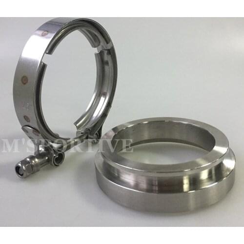 MSPORTIVE -3.25" Inch SUS 304 Stainless Steel T304 GT45 TURBO DOWNPIPE EXHAUST DOWN PIPE V-BAND CLAMPS FLANGE KITS