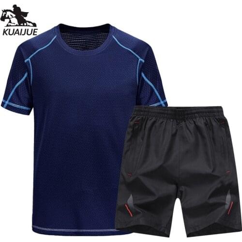 L-6XL 7XL 8XL Sets Men Tracksuit Summer Set mens casual Clothing Fitness Set Tracksuits Short Sleeve T-shirt+Shorts 2-Piece Set