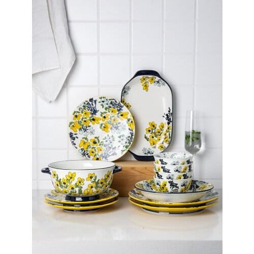 Colorful Underglaze Hand Painted Ceramic Tableware And Bowl Set Ceramic Plate Set Aparelho De Jantar Porcelana