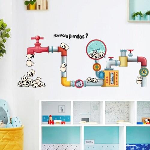 Creative Panda Wall Sticker Bedroom Living Room Decoration Aesthetic Animal Nursery Kids Room Wall Decals Vinly Wallpaper