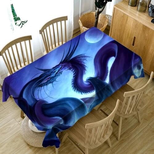 Round plastic outdoor Tablecloth Dragon pattern rectangular Waterproof Coffee picnic table cover Customized size Pillowcase