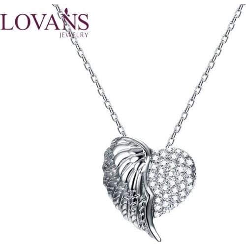 Luxury Silver 925 Womens Heart Pendant Women Jewelry Necklace Pendants Wings Heart Shaped Romantic Gift Best Friend Necklace