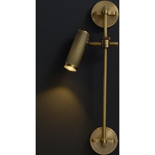 Retro All-copper Rotatable LED Wall lamp Hotel Corridor Brass Art deco Lighting fixtures Living room Bedroom Bedside Home Sconce