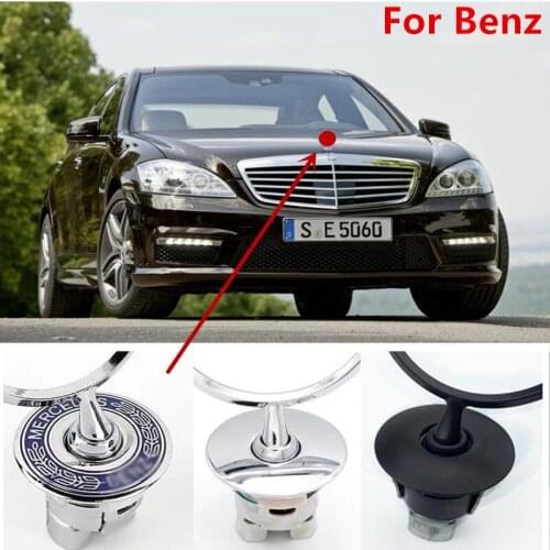 44mm Metal Blue Chrome Star Bonnet Hood Logo Emblem Badge Car Accessories For Mercedes W124 W202 W203 W204 W208 W210 W220