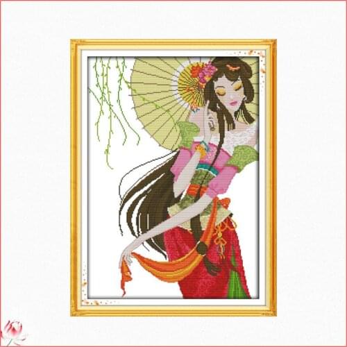 Dancing Girl Patterns Counted Cross Stitch Kit 14CT 11CT Canvas Printing Embroidery Set Character Pattern Chinese Needlework Kit