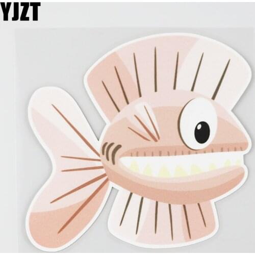 YJZT 14CMX13.1CM Beautiful Fish Car Sticker Cartoon Fish Pvc Decal Window 6A-0219