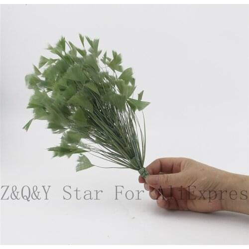 Natural turkey tear flat wool dyed army green made into 30-35CM wire flower DIY craft performance costume feather