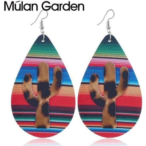 M&G New Leopard Cactus Wood Earrings Rainbow Water Drop Earrings Fashion Jewelry Women Accessories Hot Sale Girl Gift Wholesale
