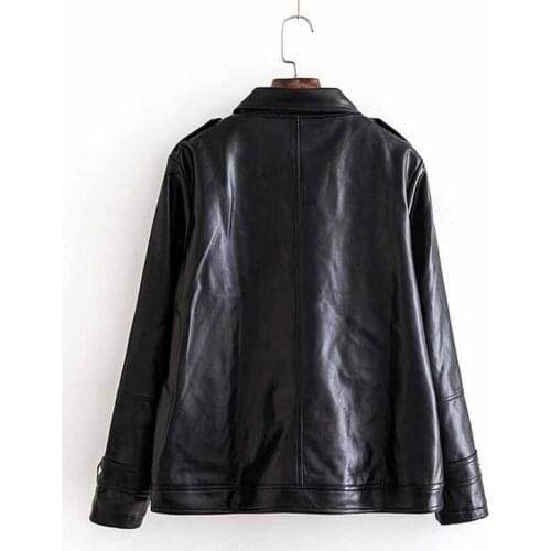 2019 Autumn Women Black Cool Lady PU Leather Jackets Sweet Female Zipper Casual Short Outwear Leather Coat Plus Size XL-5XL G376