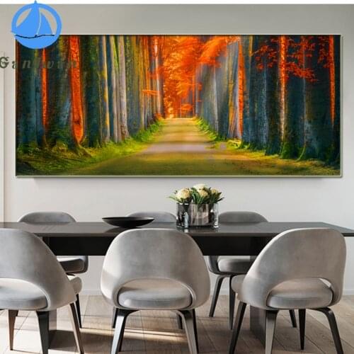 Fall scenic Diamond Painting red tree forest Full Drill Square DIY Diamond Embroidery Cross Stitch Mosaic round Rhinestone Decor