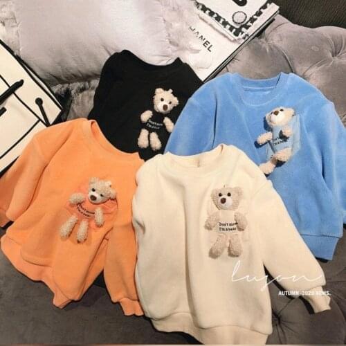 12M-4Y Spring Autumn Girls Boys Cute Cartoon Bear Long Sleeve Shirt Baby Kids Children Sweatshirt
