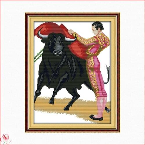 Joy Sunday Spanish Bullfighter Cross Stitch Kit DIY Pattern 14CT 11CT Embroidery Set Needlework Home Decoration Craft Painting