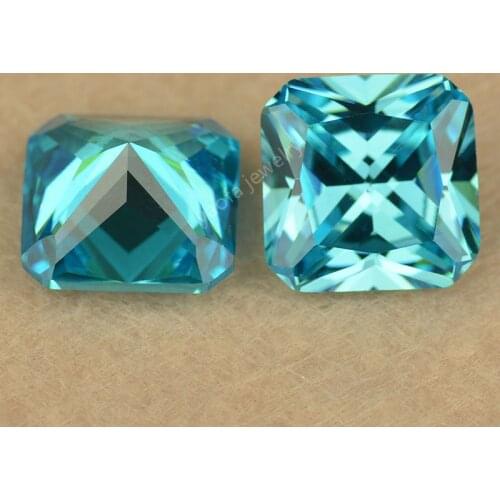 Sale 3*3~12*12mm 5A Cubic Zirconia Stone Light Sea Blue Square Octangle Shape Loose CZ Lab Grown Gem For DIY