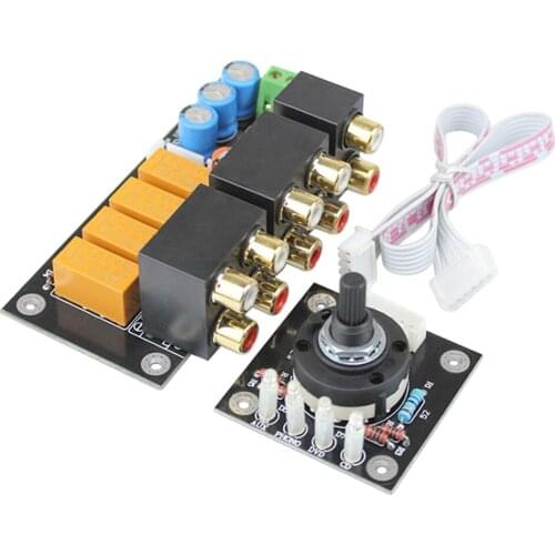 RCA Audio Switch Input Selection Board Lotus Seat Stereo Relay 4-way Audio Input Signal Selector Switching Amplifier DIY