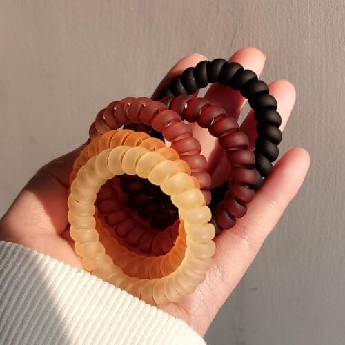 5pcs/set New Ins Fashion Telephone Cord Hair Ties Small Big Size Matte Color Elastic Hair Band Ponytail Holder Hair Accessories