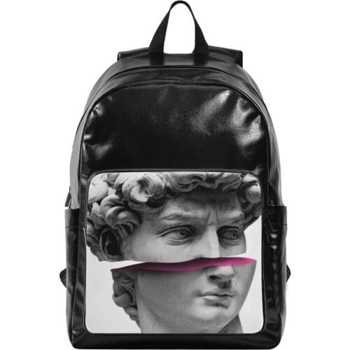 Fashion high-quality canvas Men Backpacks Laptop Backpack Portrait of David Casual Men Travel Bagpack Teenage Boy School Bookbag
