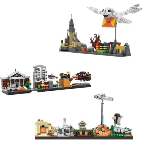MOC Magic Architecture Space War Famous Scene Back to the Future Skyline Building Blocks Assemble House Model Toys For Children