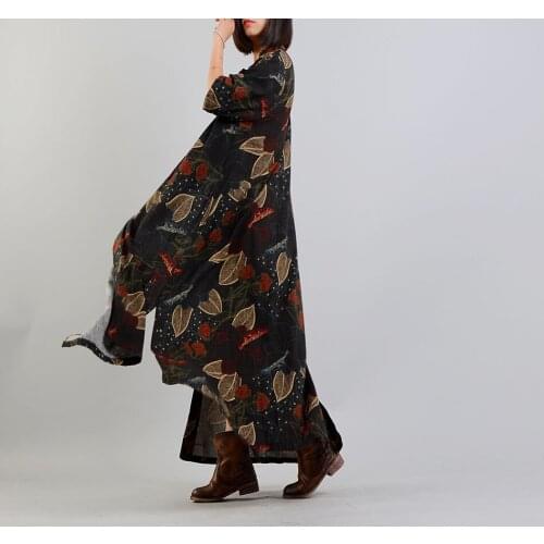 Women Spring Cotton Linen Retro Print Trench Coat Ladies Thin Coat Outwear Female Loose Slim Coat 2020