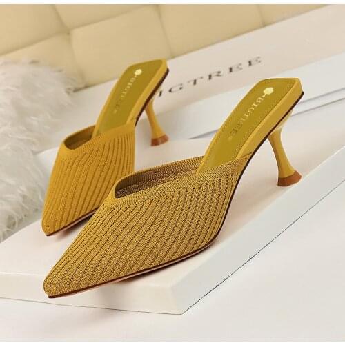 2020 Pumps Sexy Shoes Sandals Fashion Shoes Women Thin High Heels Open Toe Sandal Female Pump Heel Shoes Mules