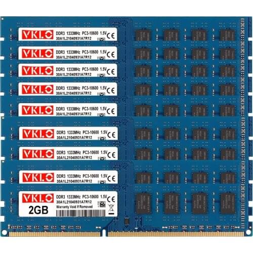 Universal PC3-10600U DIMM Desktop Memory 10 pieces set 2GB DDR3 RAM 1333Mhz2RX8 240 Pins 1.5V NON ECC Intel and AMD compatible