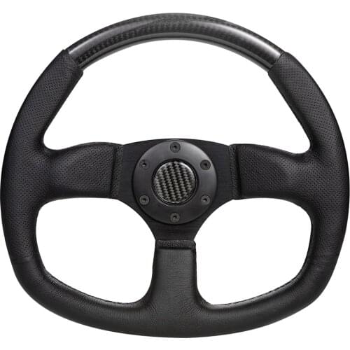 Univeral 320mm Classic Flat Carbon Steering Wheel Perforated Leather