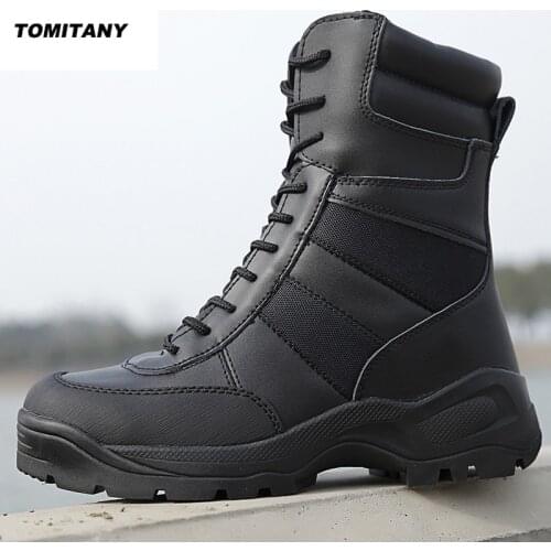 Military Tactical Combat Boots Men Leather Waterproof Black Camping Trekking Outdoor Shoe Man Climbing Hunting Hiking Shoes