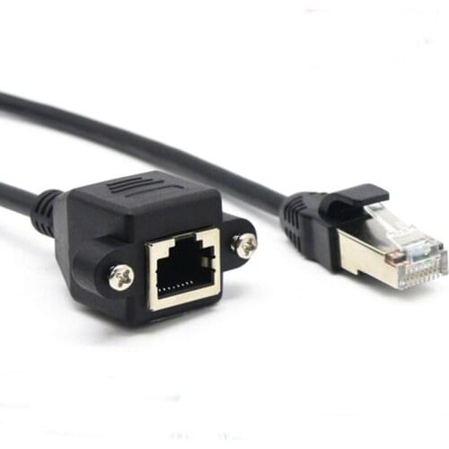 High Quality 30cm 8Pin RJ45 Cable Male to Female Screw Panel Mount Ethernet LAN Network 8 Pin Extension Cable
