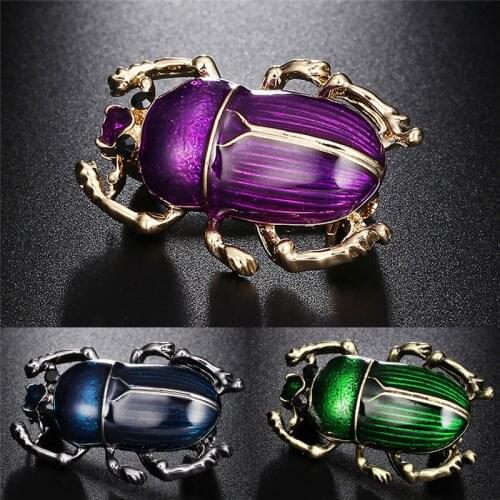 Vivid Beetle Brooches For Women Kids Smooth Enamel Polish Broche Animal Insects Jewelry Hijab Pins Sweater Dress Bijoux