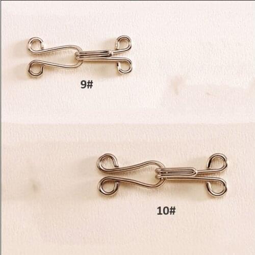 100sets Dress hook 9# 10# metal underwear hooks and eyes Bra hook pant skirt special Garment Hooks sewing hook HE-017