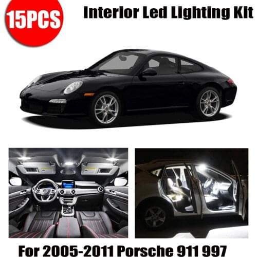 15pcs White Canbus Error Free LED License Plate Lamp Interior Map Dome Light Bulbs Kit For 2005-2011 Porsche 911 997