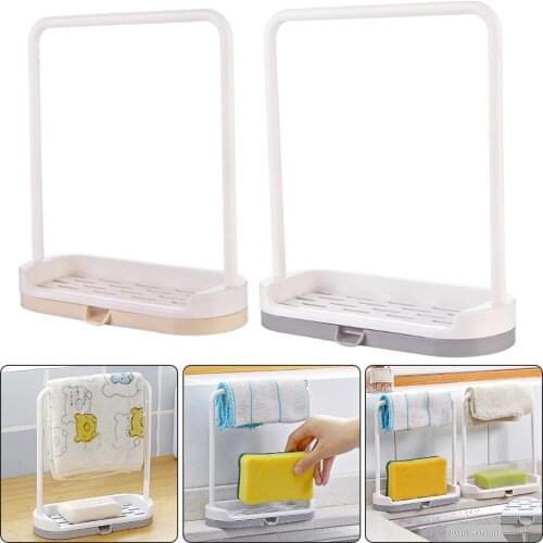 2021 Kitchen Dishcloth Holder for Towel Rag Hanger Sink Sponge Holder Rack Shelf for Kitchen Bathroom Dish Cloth Drain Organizer