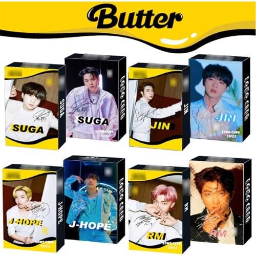 30PCS/SET South Korean Groups Bangtan Boys BUTTER Lomo Card Poster New Album PhotoCard Cards Wall Banner JUNG KOOK JIMIN